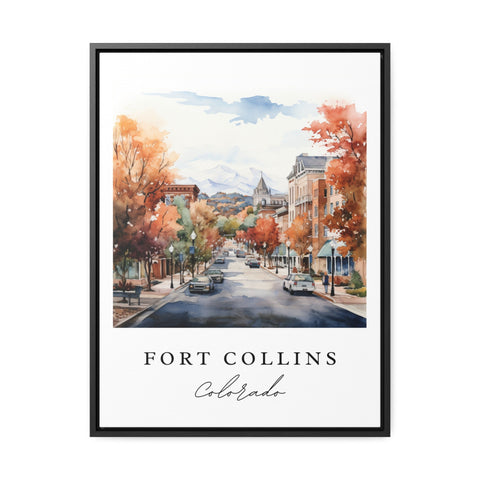 Fort Collins traditional travel art - Colorado, Fort Collins poster print, Wedding gift, Birthday present, Custom Text, Perfect Gift