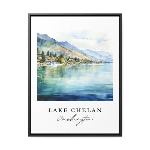 Lake Chelan traditional travel art - Washington, Lake Chelan poster, Wedding gift, Birthday present, Custom Text, Personalized Gift