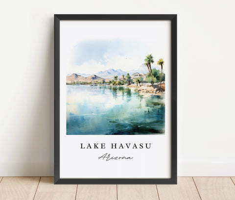 Lake Havasu traditional travel art - Arizona, Lake Havasu poster, Wedding gift, Birthday present, Custom Text, Personalized Gift