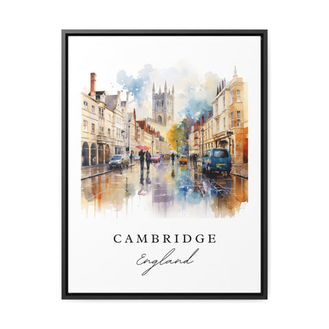 Cambridge traditional travel art - England, Cambridge poster, Wedding gift, Birthday present, Custom Text, Personalized Gift