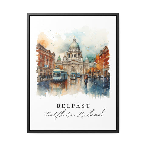 Belfast traditional travel art - Northern Ireland, Belfast poster, Wedding gift, Birthday present, Custom Text, Personalized Gift
