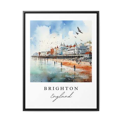 Brighton traditional travel art - England, Brighton poster, Wedding gift, Birthday present, Custom Text, Personalized Gift
