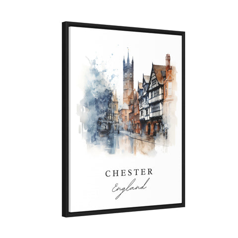 Chester traditional travel art - England, Chester poster, Wedding gift, Birthday present, Custom Text, Personalized Gift