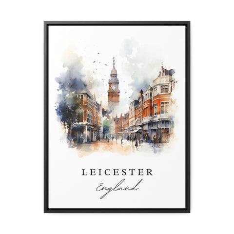 Leicester traditional travel art - England, Leicester poster, Wedding gift, Birthday present, Custom Text, Personalized Gift