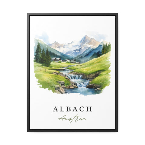 Albach traditional travel art - Austria, Albach poster print, Wedding gift, Birthday present, Custom Text, Perfect Gift