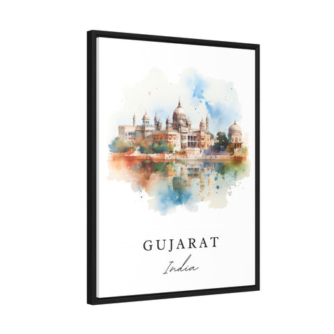 Gujarat traditional travel art - India, Gujarat poster print, Wedding gift, Birthday present, Custom Text, Perfect Gift