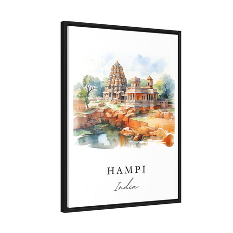 Hampi traditional travel art - India, Hampi poster print, Wedding gift, Birthday present, Custom Text, Perfect Gift