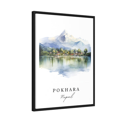 Pokhara traditional travel art - Nepal, Pokhara poster, Wedding gift, Birthday present, Custom Text, Personalized Gift