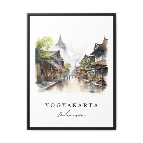 Yogyakarta traditional travel art - Indonesia, Yogyakarta poster, Wedding gift, Birthday present, Custom Text, Personalized Gift