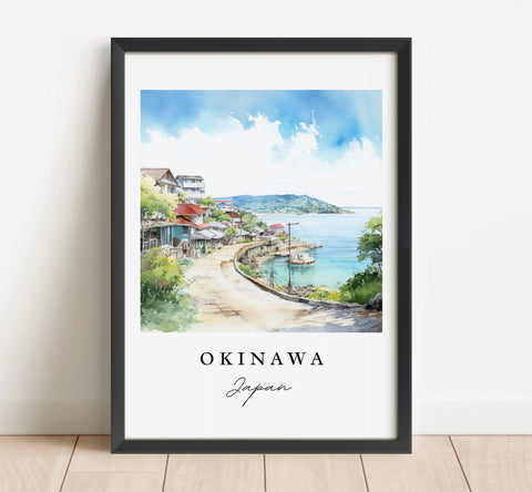 Okinawa traditional travel art - Japan, Okinawa poster, Wedding gift, Birthday present, Custom Text, Personalized Gift