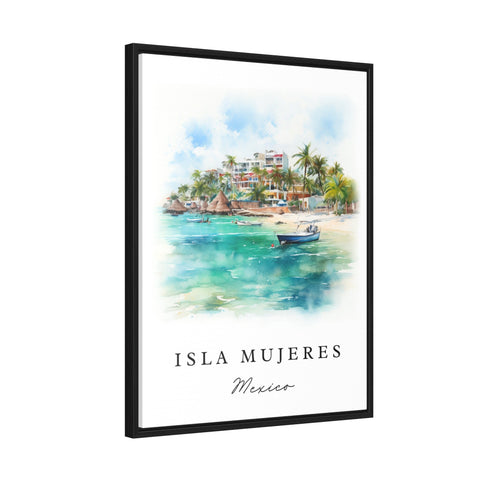 Isla Mujeres traditional travel art - Mexico, Isla Mujeres poster print, Wedding gift, Birthday present, Custom Text, Perfect Gift