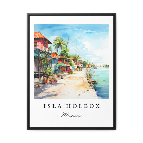 Isla Holbox traditional travel art - Mexico, Isla Holbox poster print, Wedding gift, Birthday present, Custom Text, Perfect Gift