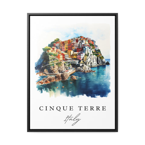 Cinque Terre traditional travel art - Italy, Cinque Terre poster print, Wedding gift, Birthday present, Custom Text, Perfect Gift