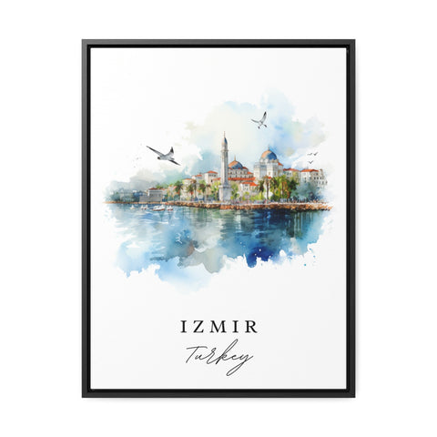 Izmir traditional travel art - Turkey, Izmir poster print, Wedding gift, Birthday present, Custom Text, Perfect Gift