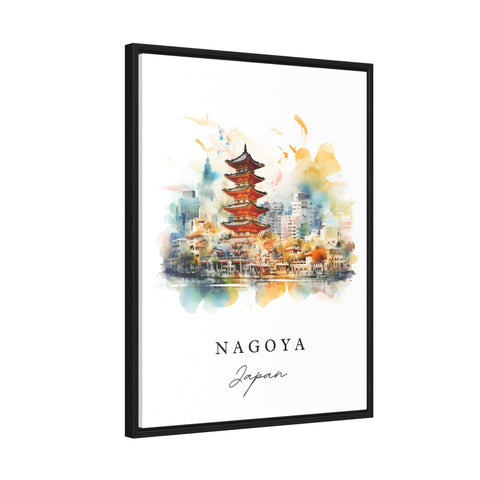 Nagoya traditional travel art - Japan, Nagoya poster print, Wedding gift, Birthday present, Custom Text, Perfect Gift