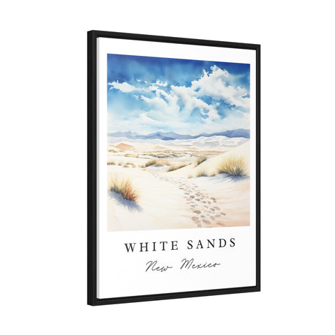 White Sands traditional travel art - New Mexico, White Sands print, Wedding gift, Birthday present, Custom Text, Perfect Gift, Las Cruces NM