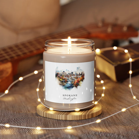 Spokane, Washington, Scented Soy Candle, 9oz - Several unique scent options