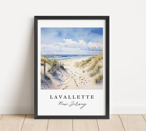 Lavallette traditional travel art - New Jersey, Lavallette poster, Wedding gift, Birthday present, Custom Text, Personalized Gift