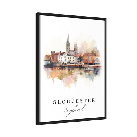 Gloucester traditional travel art - England, Gloucester poster, Wedding gift, Birthday present, Custom Text, Personalized Gift