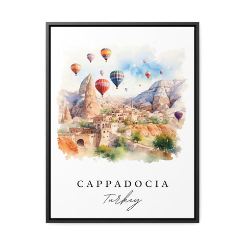 Cappadocia traditional travel art - Turkey, Cappadocia poster, Wedding gift, Birthday present, Custom Text, Personalized Gift