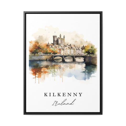 Kilkenny traditional travel art - Ireland, Kilkenny poster, Wedding gift, Birthday present, Custom Text, Personalized Gift