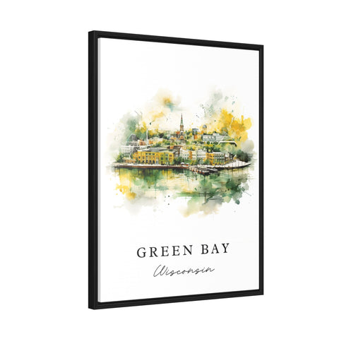 Green Bay traditional travel art - Wisconsin, Green Bay poster print, Wedding gift, Birthday present, Custom Text, Perfect Gift