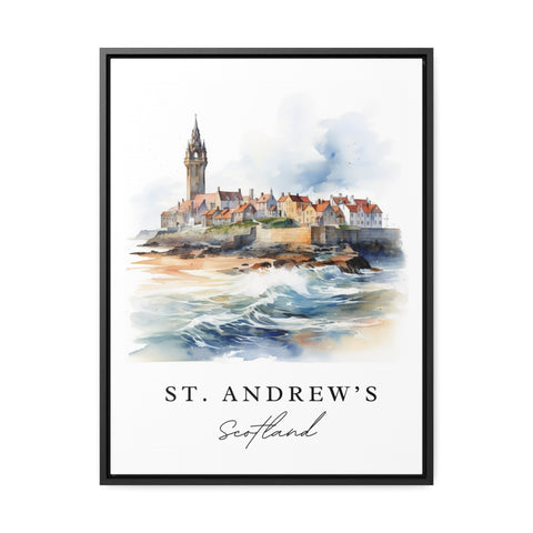 St Andrews traditional travel art - Scotland, St. Andrew's poster print, Wedding gift, Birthday present, Custom Text, Perfect Gift