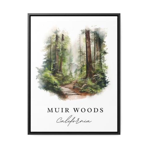 Muir Woods traditional travel art - California, Muir Woods poster print, Wedding gift, Birthday present, Custom Text, Perfect Gift