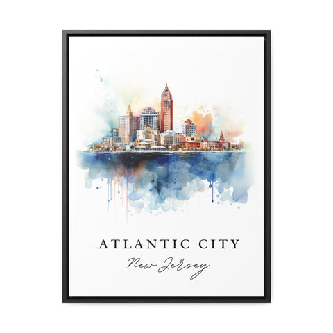 Atlantic City traditional travel art - New Jersey, Atlantic City poster print, Wedding gift, Birthday present, Custom Text, Perfect Gift