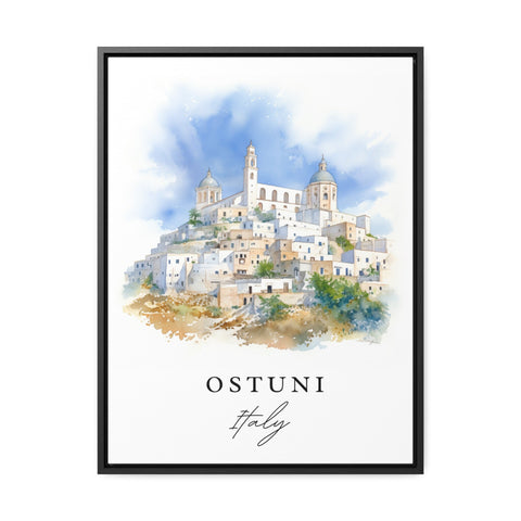 Ostuni traditional travel art - Italy, Ostuni poster print, Wedding gift, Birthday present, Custom Text, Perfect Gift