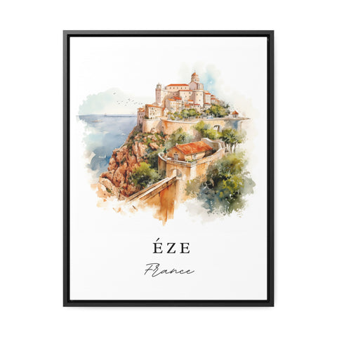 Eze traditional travel art - France, Eze poster print, Wedding gift, Birthday present, Custom Text, Perfect Gift