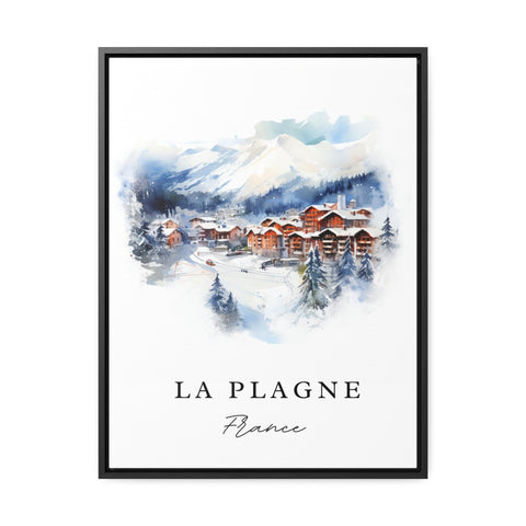 La Plagne traditional travel art - France, La Plagne poster print, Wedding gift, Birthday present, Custom Text, Perfect Gift