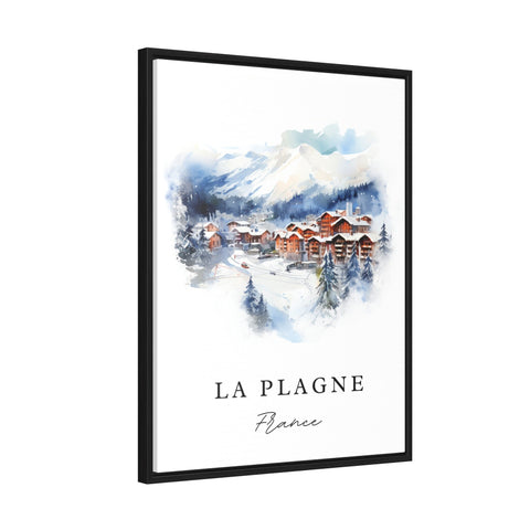 La Plagne traditional travel art - France, La Plagne poster print, Wedding gift, Birthday present, Custom Text, Perfect Gift
