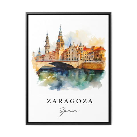 Zaragoza traditional travel art - Spain, Zaragoza poster print, Wedding gift, Birthday present, Custom Text, Perfect Gift