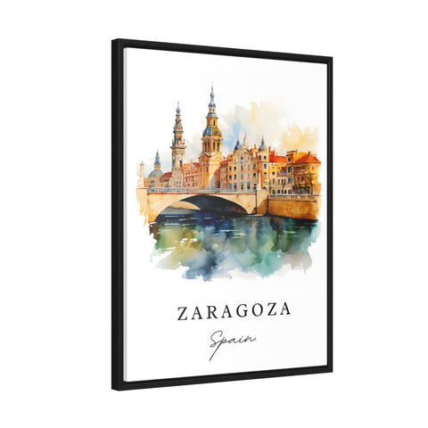 Zaragoza traditional travel art - Spain, Zaragoza poster print, Wedding gift, Birthday present, Custom Text, Perfect Gift