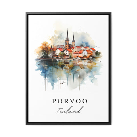 Porvoo traditional travel art - Finland, Porvoo poster print, Wedding gift, Birthday present, Custom Text, Perfect Gift