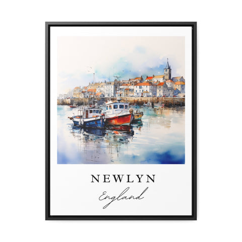 Newlyn traditional travel art - England, Newlyn poster print, Wedding gift, Birthday present, Custom Text, Perfect Gift