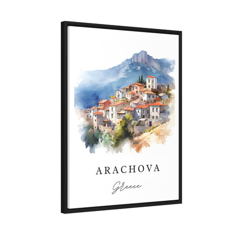 Arachova traditional travel art - Greece, Arachova poster print, Wedding gift, Birthday present, Custom Text, Perfect Gift
