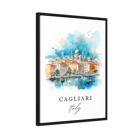 Cagliari traditional travel art - Italy, Cagliari poster print, Wedding gift, Birthday present, Custom Text, Perfect Gift