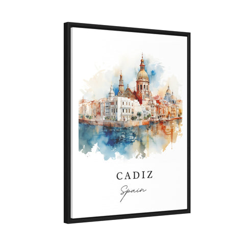 Cadiz traditional travel art - Spain, Cadiz poster print, Wedding gift, Birthday present, Custom Text, Perfect Gift