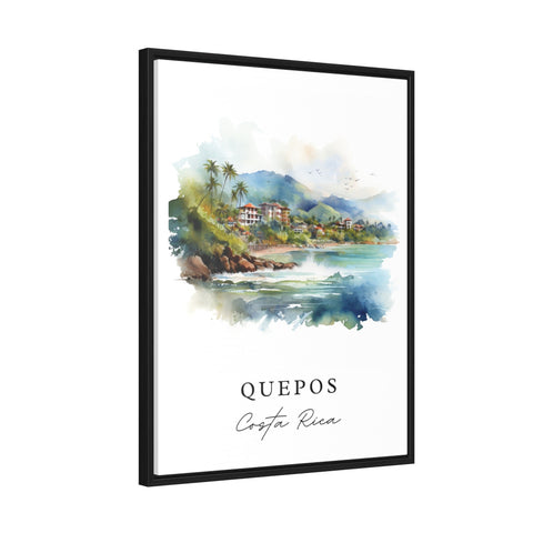 Quepos traditional travel art - Costa Rica, Quepos poster print, Wedding gift, Birthday present, Custom Text, Perfect Gift