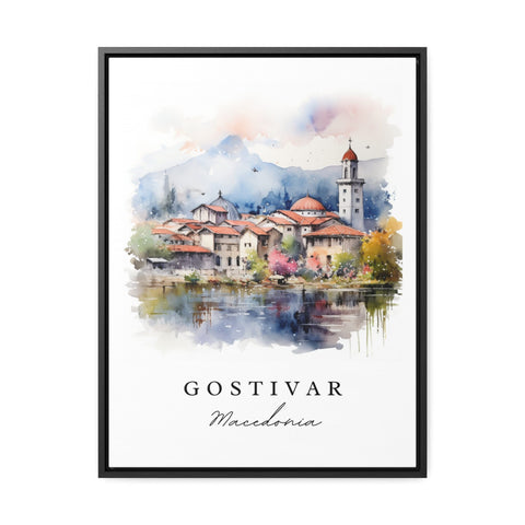 Gostivar traditional travel art - Macedonia, Gostivar poster print, Wedding gift, Birthday present, Custom Text, Perfect Gift