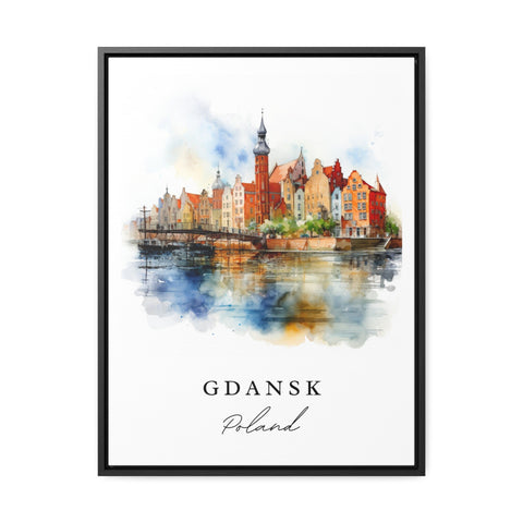 Gdansk traditional travel art - Poland, Gdansk poster print, Wedding gift, Birthday present, Custom Text, Perfect Gift