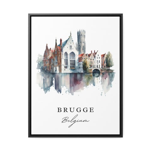 Brugge traditional travel art - Belgium, Bruges poster print, Wedding gift, Birthday present, Custom Text, Perfect Gift