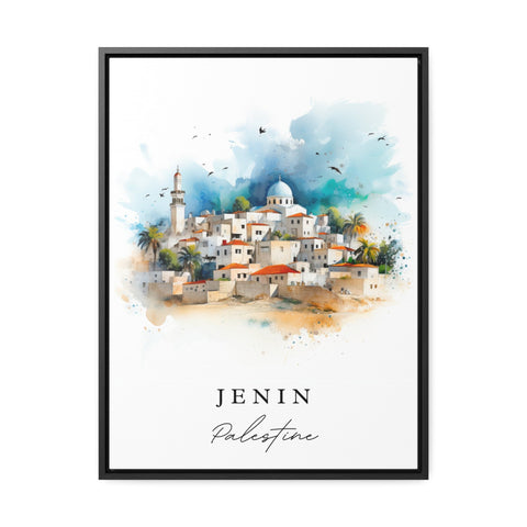 Jenin traditional travel art - Palestine, Jenin poster print, Wedding gift, Birthday present, Custom Text, Perfect Gift