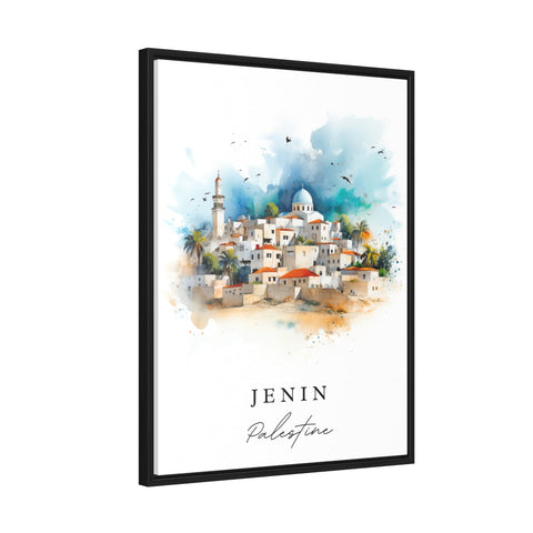 Jenin traditional travel art - Palestine, Jenin poster print, Wedding gift, Birthday present, Custom Text, Perfect Gift