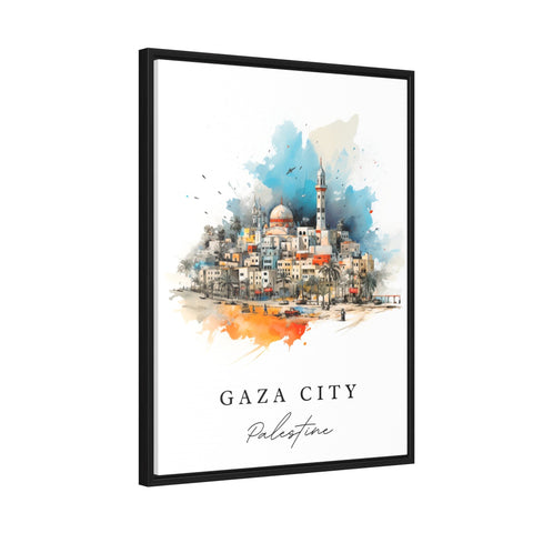 Gaza City traditional travel art - Palestine, Gaza poster print, Wedding gift, Birthday present, Custom Text, Perfect Gift