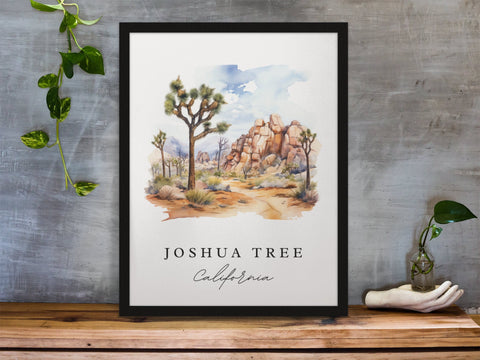 Joshua Tree traditional travel art - California, Joshua Tree poster print, Wedding gift, Birthday present, Custom Text, Perfect Gift