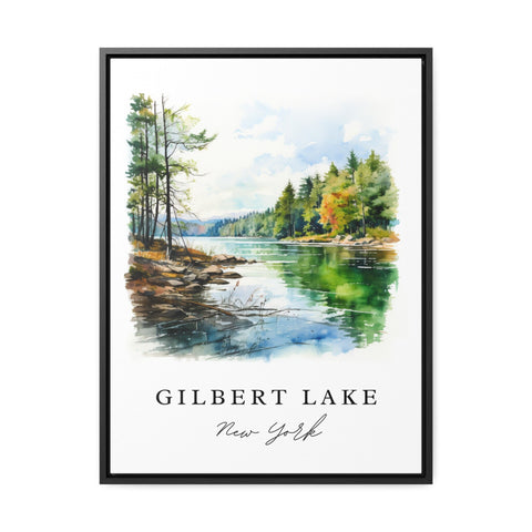 Gilbert Lake traditional travel art - New York, Gilbert Lake poster print, Wedding gift, Birthday present, Custom Text, Perfect Gift