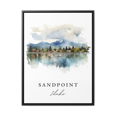 Sandpoint traditional travel art - Idaho, Sandpoint poster print, Wedding gift, Birthday present, Custom Text, Perfect Gift